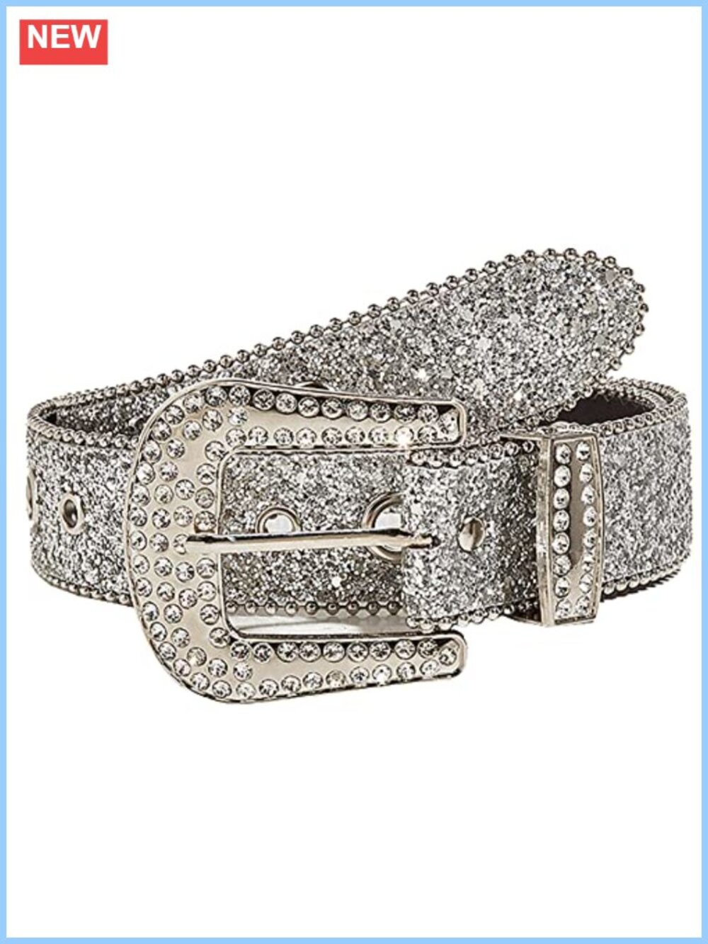 Rhinestone Western Cowgirl Belt PU Leather Diamond Studded Waist Belt for Jeans